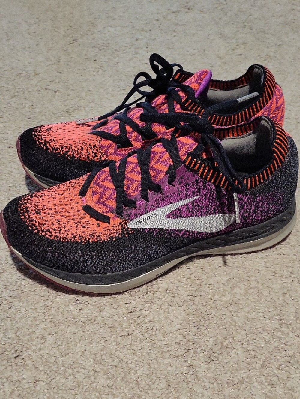 Brooks Women's Sneakers in Pink and Orange with Black Accents